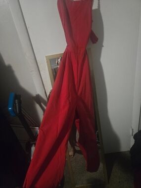 Red Wide-Leg Jumpsuit